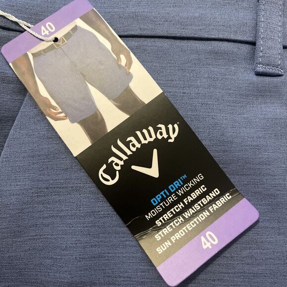 CALLAWAY Men's Golf Shorts Opti Dri 9” Inseam Sun Protection Blue Size 40 - Picture 7 of 8